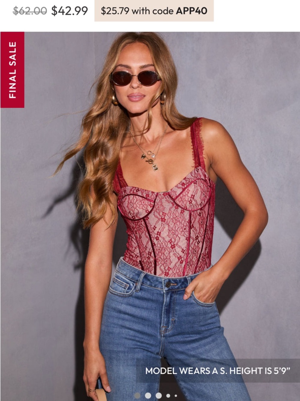 Softened Kiss Lace Corset Bodysuit - Burgundy